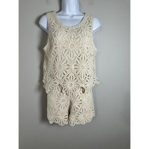 Simply Couture White Crochet Set L/XL - Coastal Cowgirl Boho Summer Two Piece